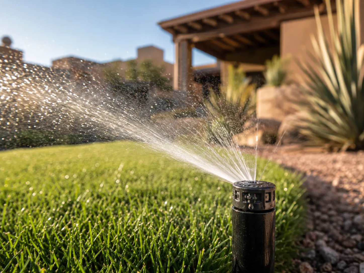 Freshly cut grass on an El Paso lawn after service by A&V Lawn and Landscaping